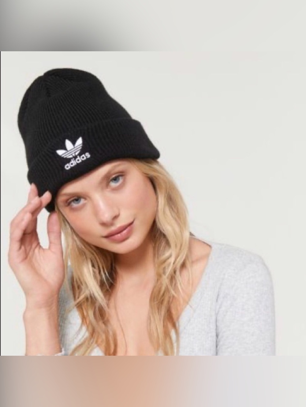 Adidas Black Trefoil Cuffed Beanie